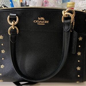 Coach black MINI BROOKE CARRYALL WITH FLORAL RIVETS